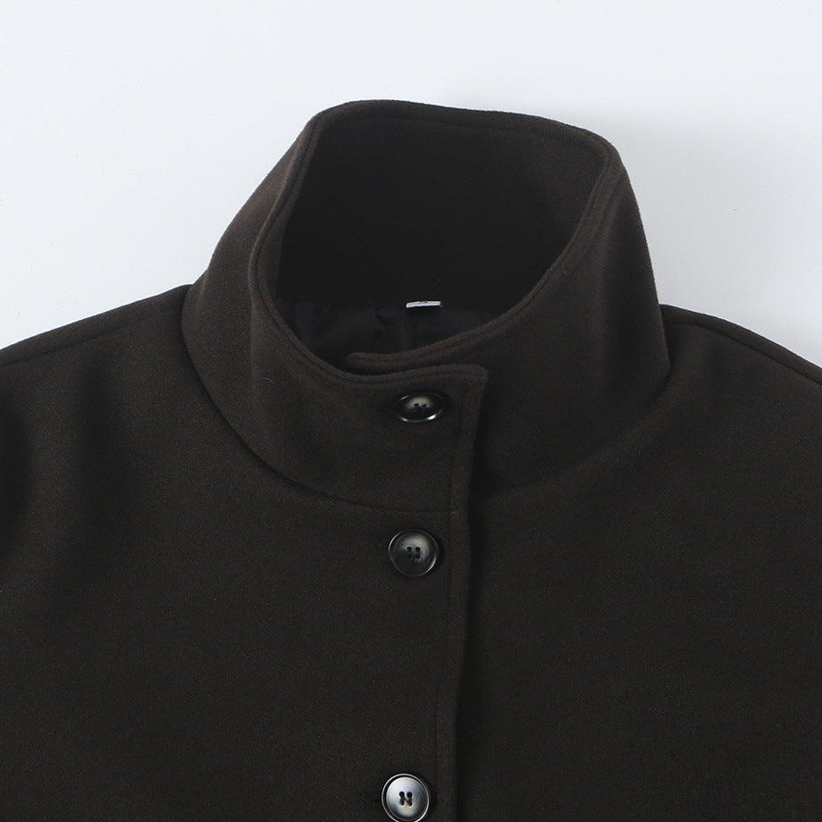 Versatile solid color chimney neck short jacket