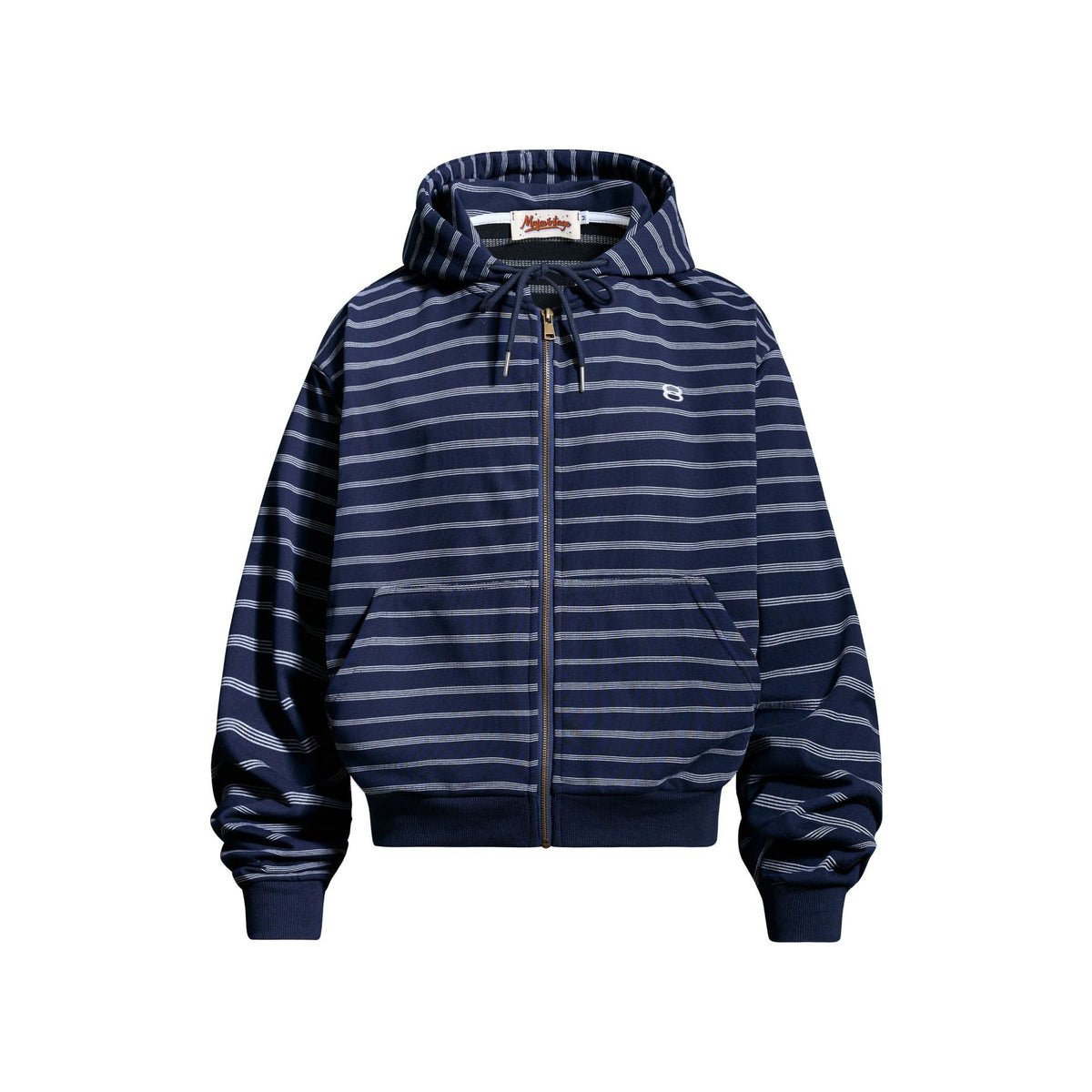 Casual Striped Zip-Up Hooded Sweatshirt Jacket Unisex Minimalist Embroidery