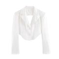 Silk textured backless short suit jacket for women