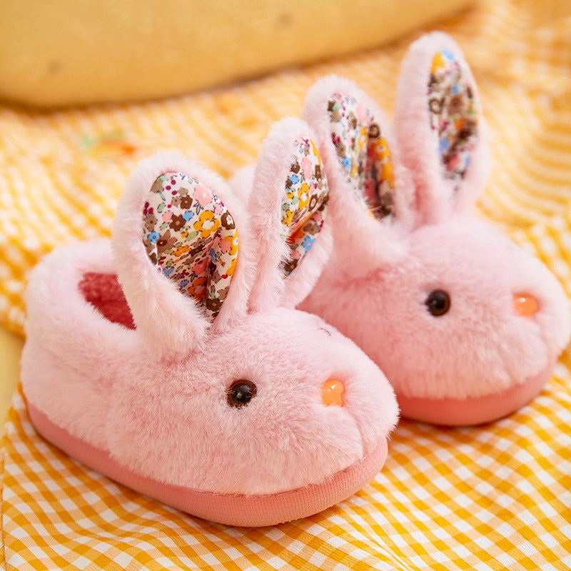 Children's Cotton Slippers Autumn Winter Girls Boys Baby Covered Heel Kids Warm Indoor Fuzzy Slippers
