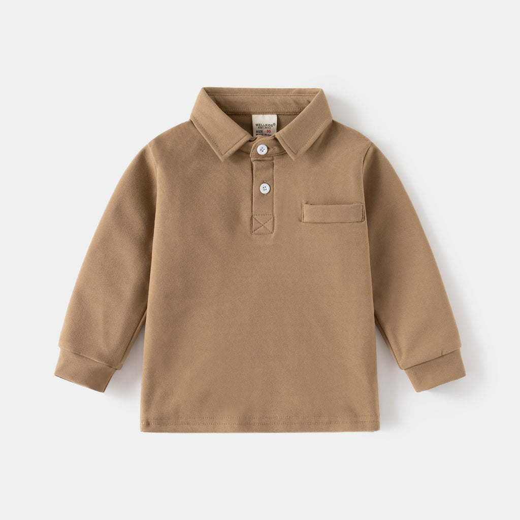 Long Sleeve Thickened Turn-Down Collar T-Shirt Baby Top Kids Clothing Wholesale