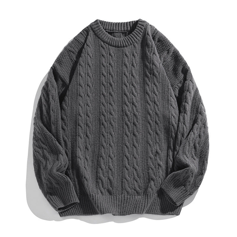 Round neck loose sweater for men