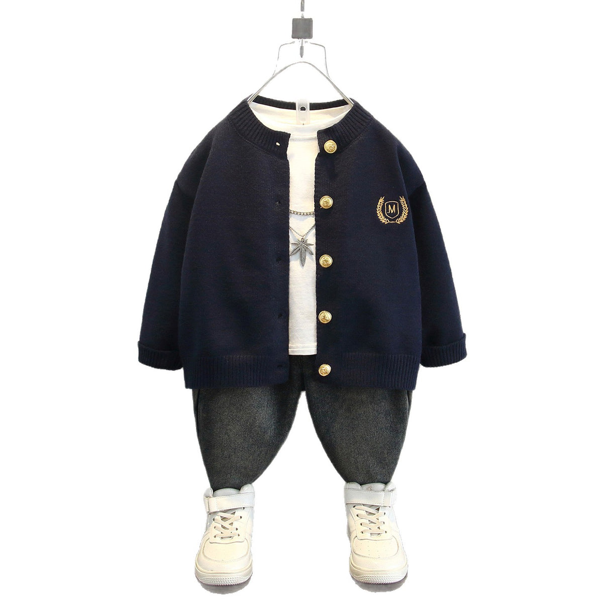 Boys Preppy Style Knit Cardigan Autumn Winter Sweater