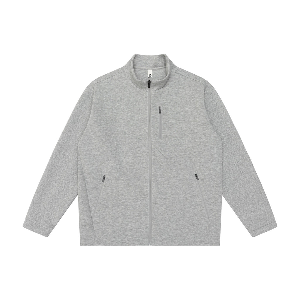 Men's Casual Solid Color Long Sleeve Stand Collar Zip-Up Loose Sweatshirt