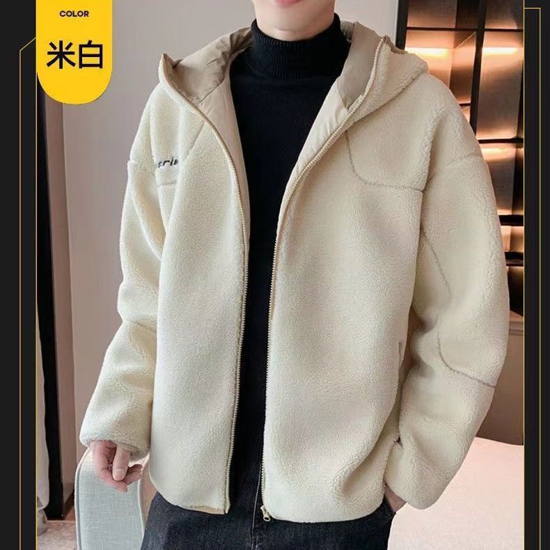 Lamb plush cotton jacket for men