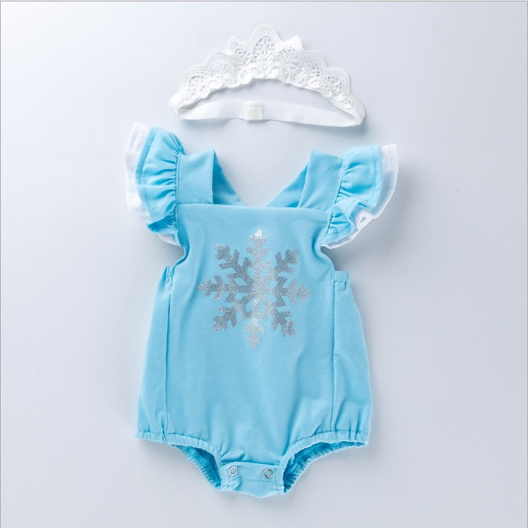 Cute Baby Girl Golden Polka Dot Ruffle Romper with Cross-Back Design Infant Bodysuit