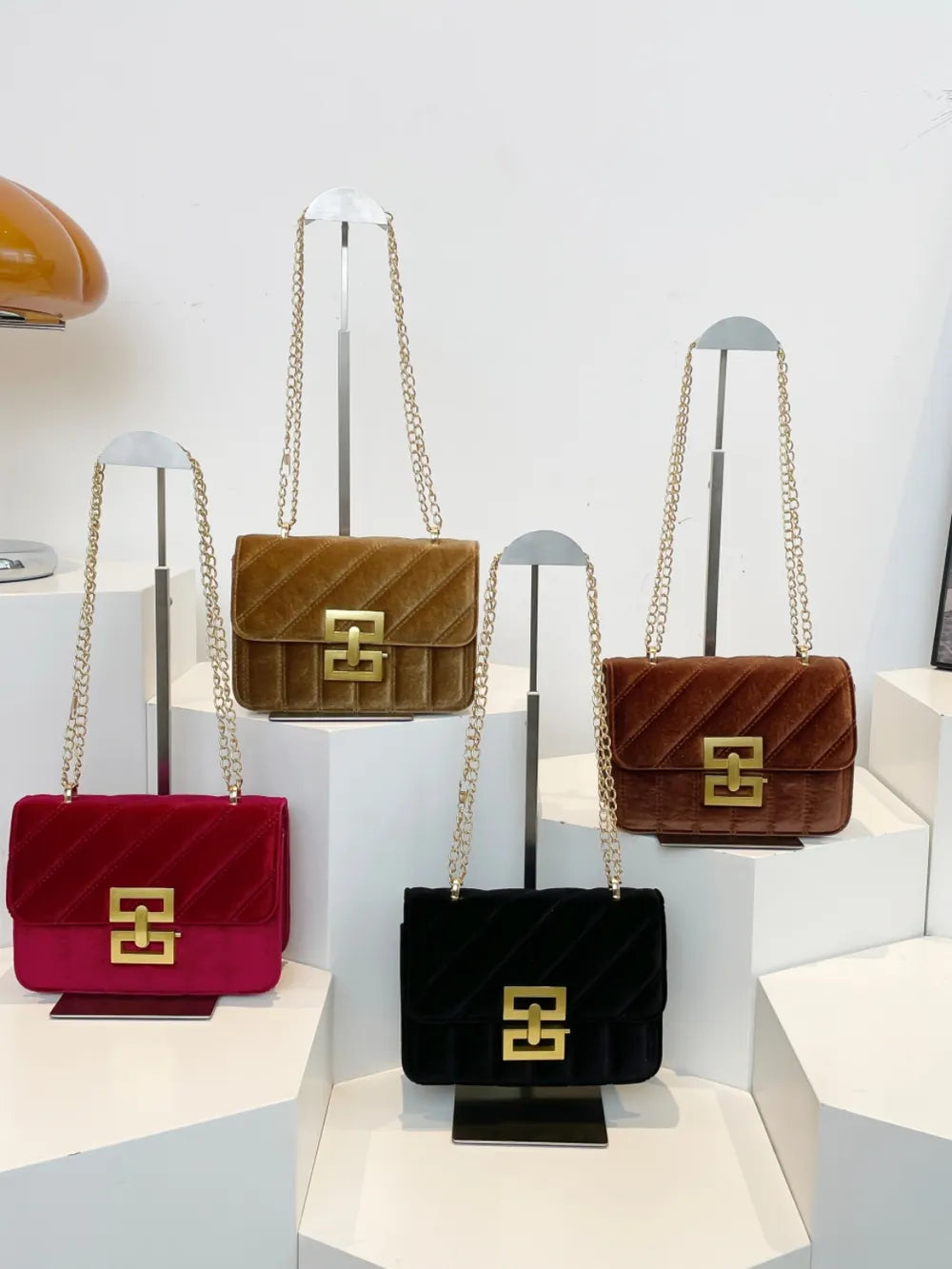 Sac à bandoulière chaîne en couleur unie