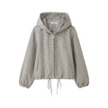 Pocket zipper drawstring hooded jacket