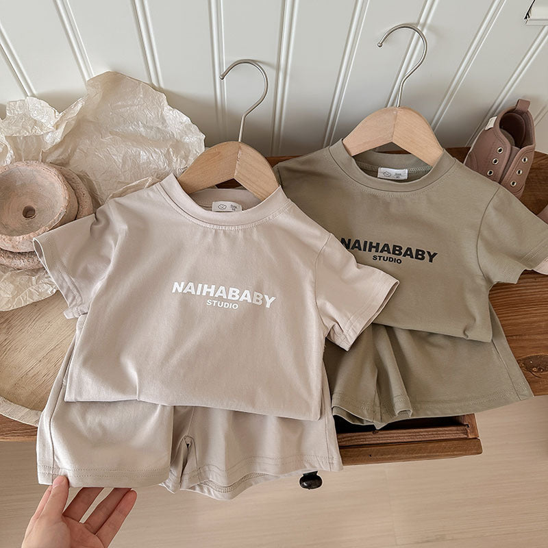 Child Outfit Summer Casual Comfortable Printed Letter Sibling Set for Boys and Girls