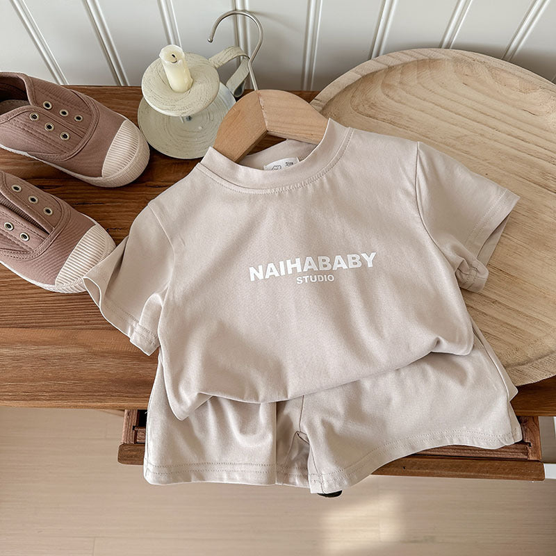 Child Outfit Summer Casual Comfortable Printed Letter Sibling Set for Boys and Girls