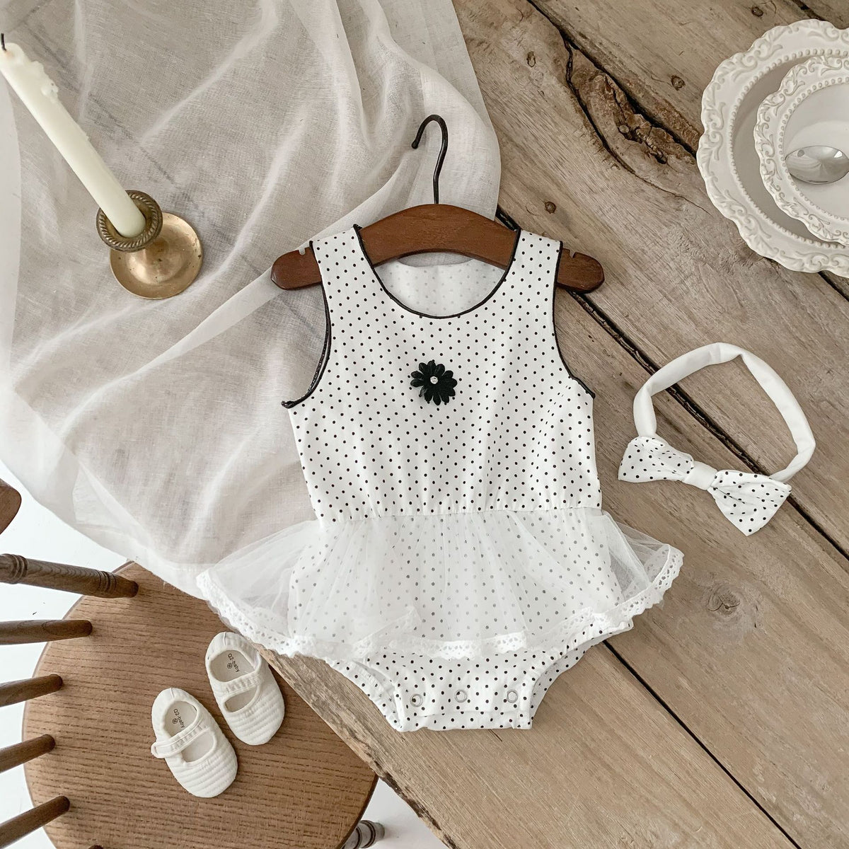 Summer Infant Toddler Romper for Girls, Polka Dot Print Sleeveless Bodysuit Baby Onesie Crawling Suit
