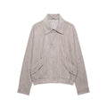 Pocket decoration buckle lapel long sleeved loose jacket women's clothing