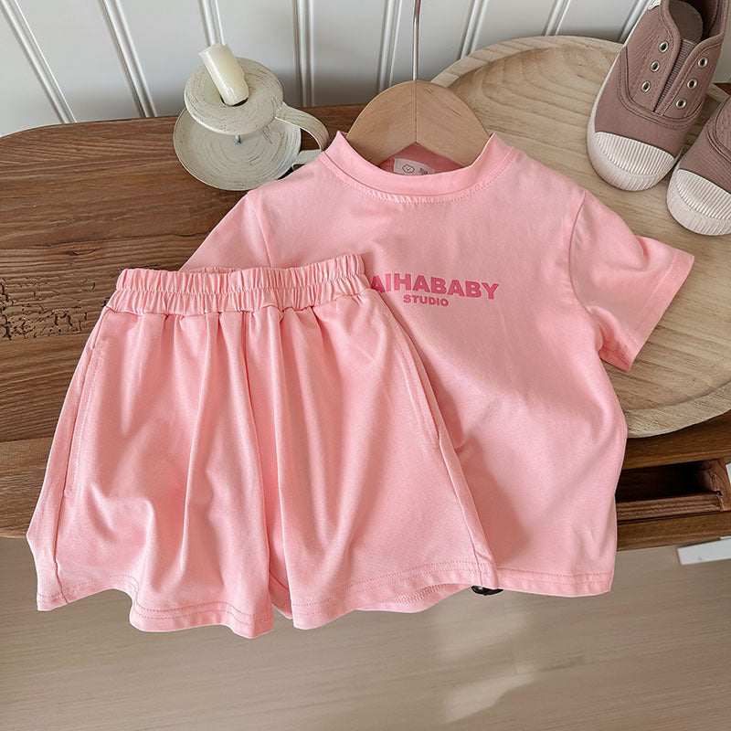 Child Outfit Summer Casual Comfortable Printed Letter Sibling Set for Boys and Girls