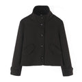 Versatile solid color chimney neck short jacket