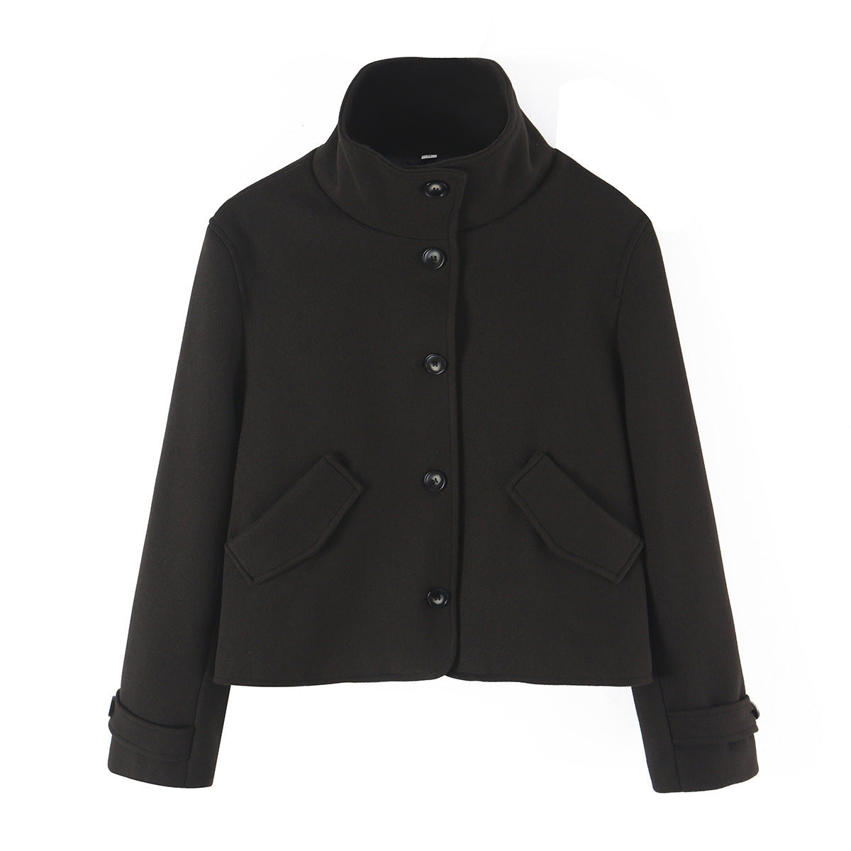 Versatile solid color chimney neck short jacket