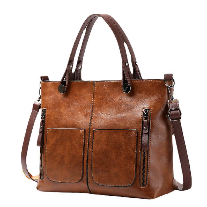 European and American fashion shoulder bag for women large capacity retro women's tote bag simple diagonal cross bag