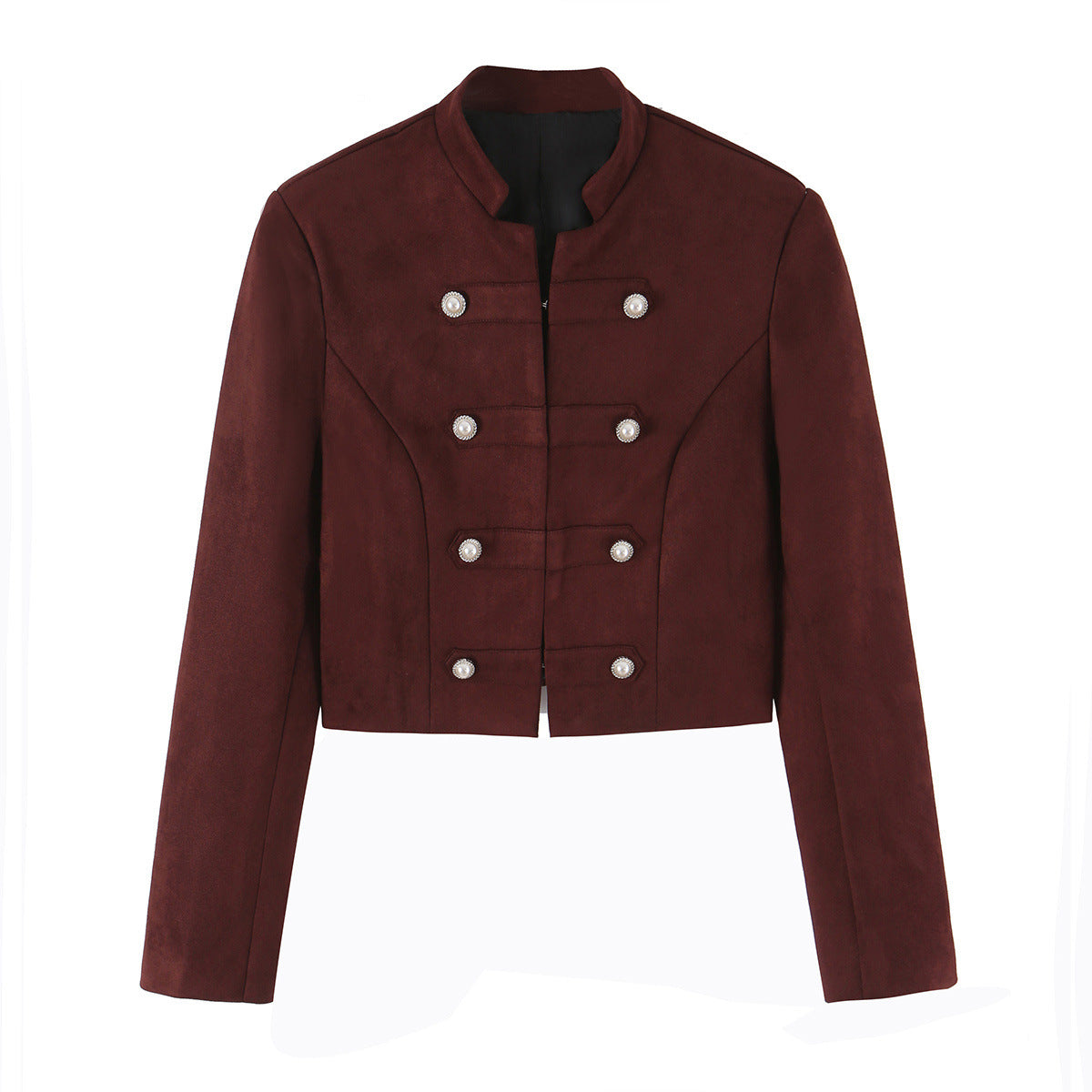 Knot button suede texture suit+half skirt set for women