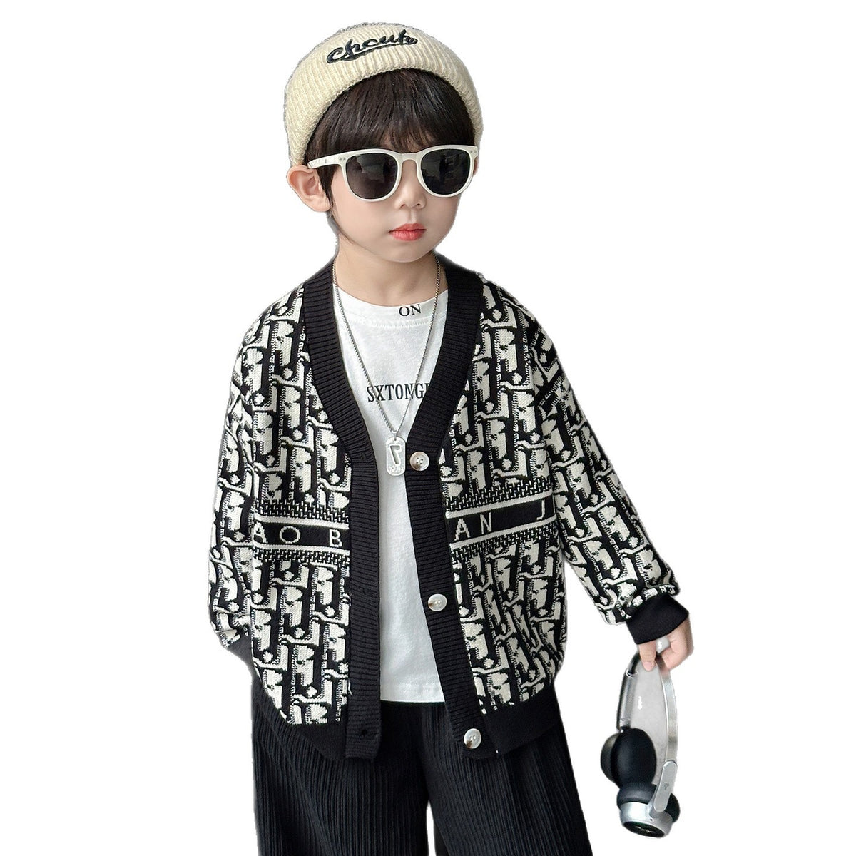 Boys' Casual Knit Cardigan Sweater Jacket