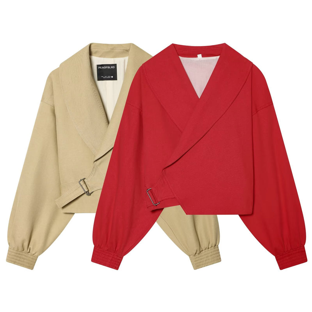 Flip collar casual commuting short jacket