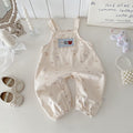 Cute Baby Girl Overalls Set with Applique, Ruffled Collar Bodysuit Two-Piece Outfit