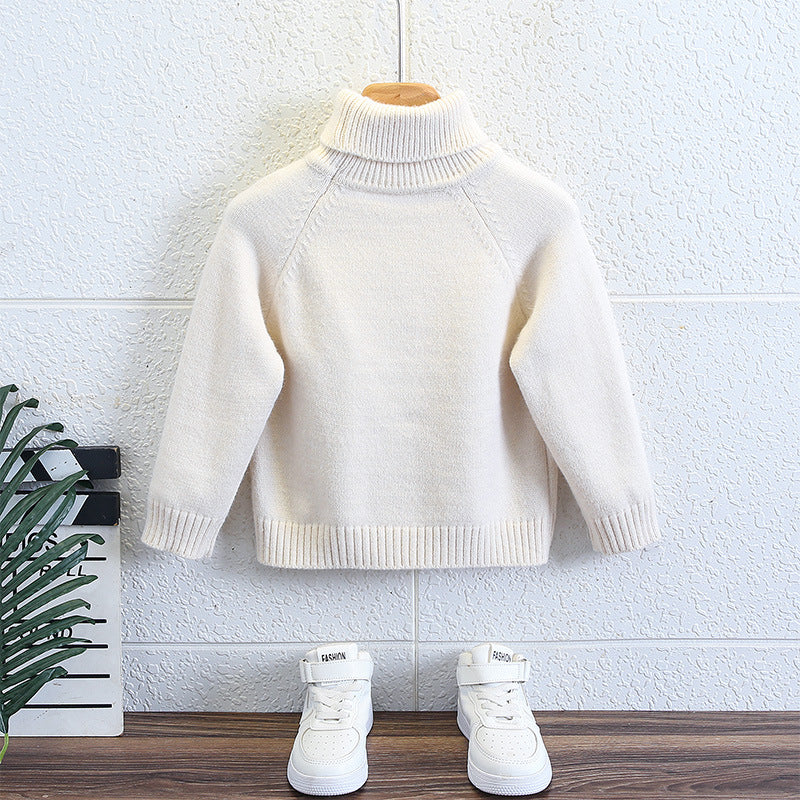Boys' Turtleneck Sweater Autumn Winter Warm Fleece Lined Knitwear