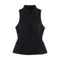 Short skirt style sleeveless standing collar vest for women in vest