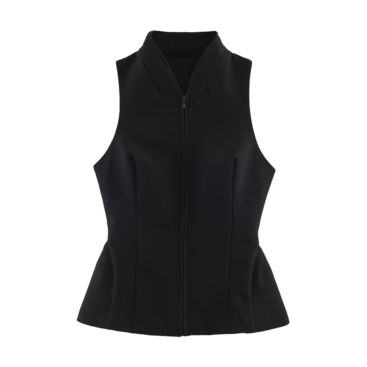 Short skirt style sleeveless standing collar vest for women in vest