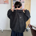 Boys Striped Hooded Fleece Lined Thick Long Sleeve Loose Sweatshirt