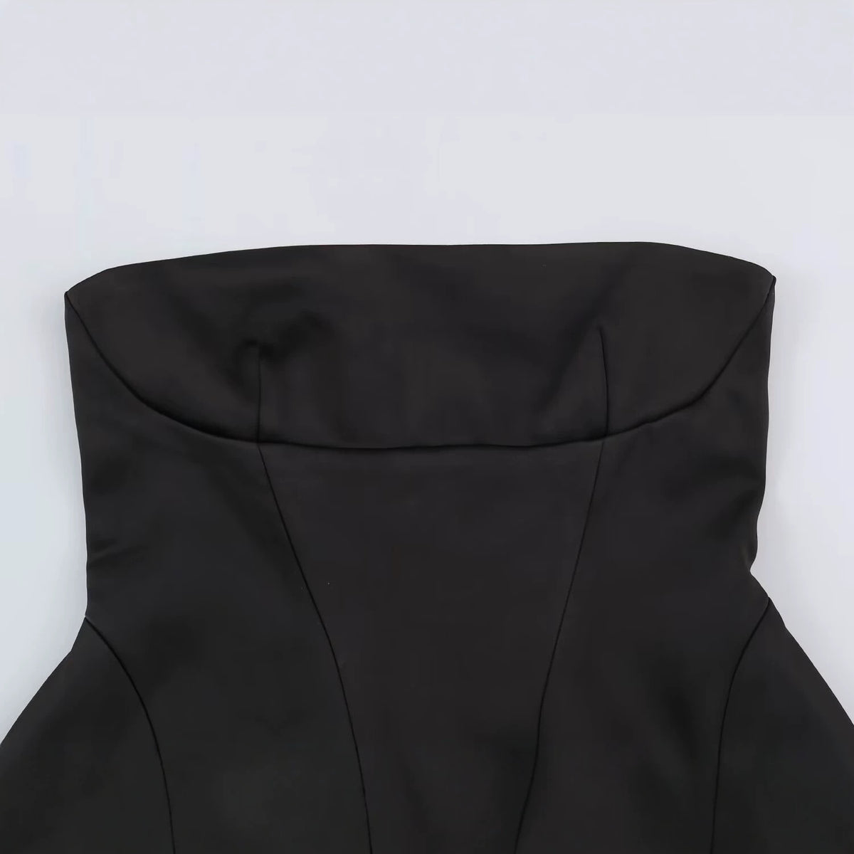 Satin texture short skirt hem strapless top for women