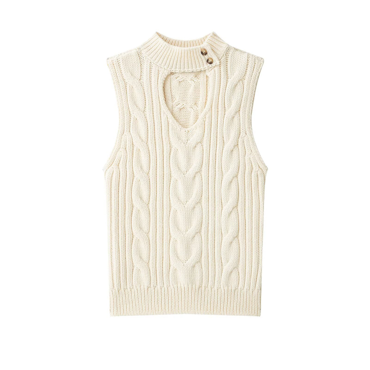 Casual slim fit hollow twisted rope knitted sweater top for women