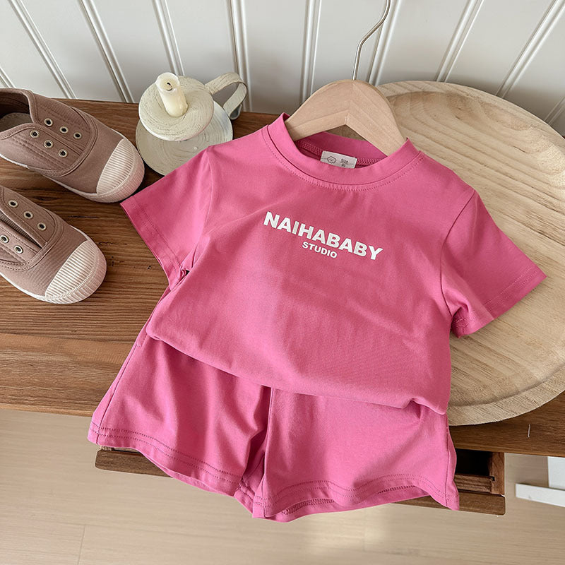 Child Outfit Summer Casual Comfortable Printed Letter Sibling Set for Boys and Girls