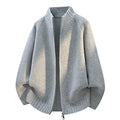 Men's Minimalist Stand Collar Zipper Cardigan Loose Fit Knitwear Jacket