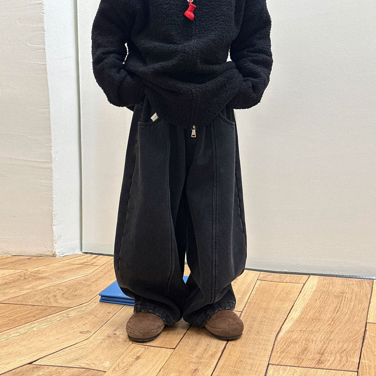 Boys Fleece-Lined Jeans  Fall Winter Thickened Loose Fit