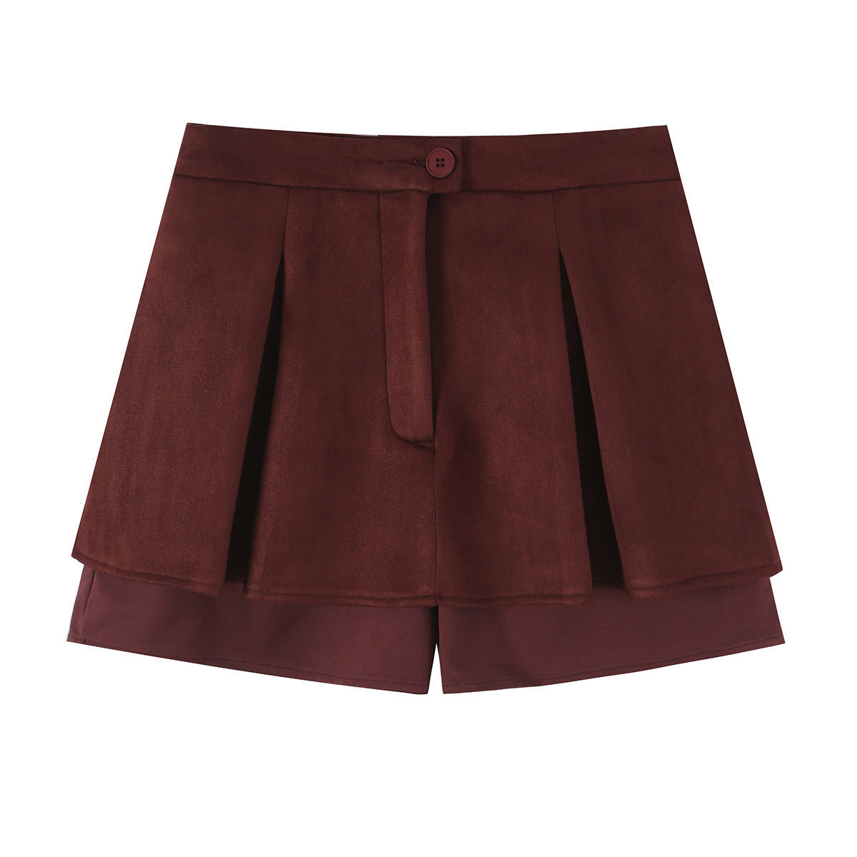 Knot button suede texture suit+half skirt set for women
