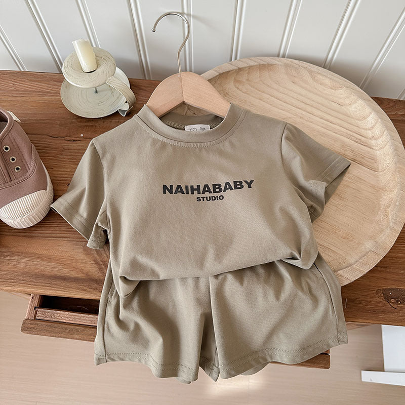 Child Outfit Summer Casual Comfortable Printed Letter Sibling Set for Boys and Girls