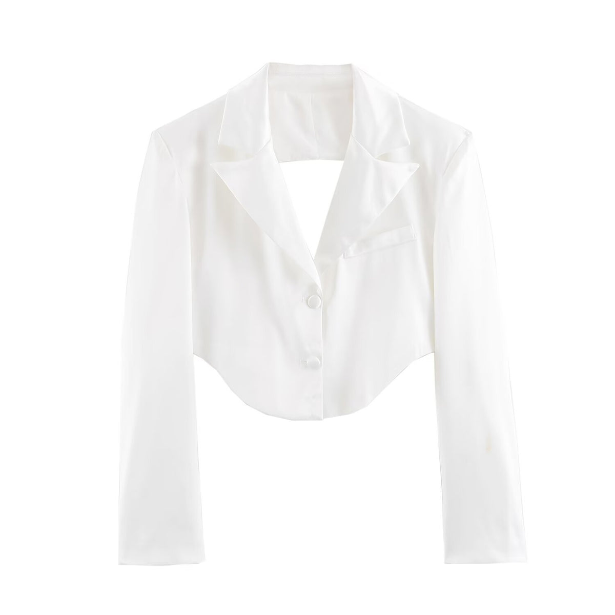 Silk textured backless short suit jacket for women