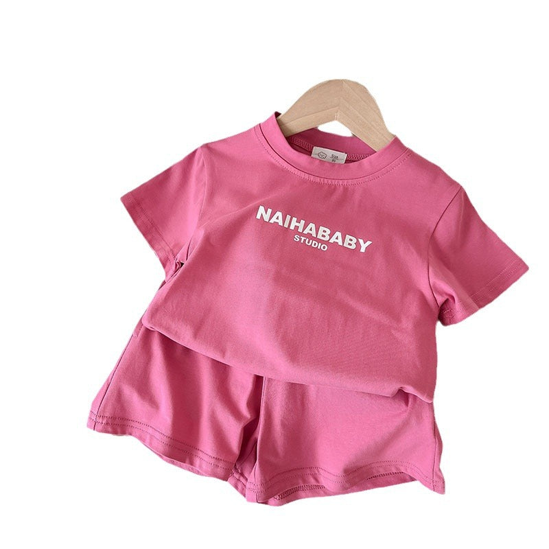 Child Outfit Summer Casual Comfortable Printed Letter Sibling Set for Boys and Girls