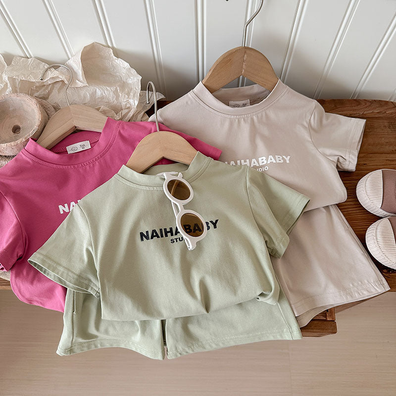 Child Outfit Summer Casual Comfortable Printed Letter Sibling Set for Boys and Girls