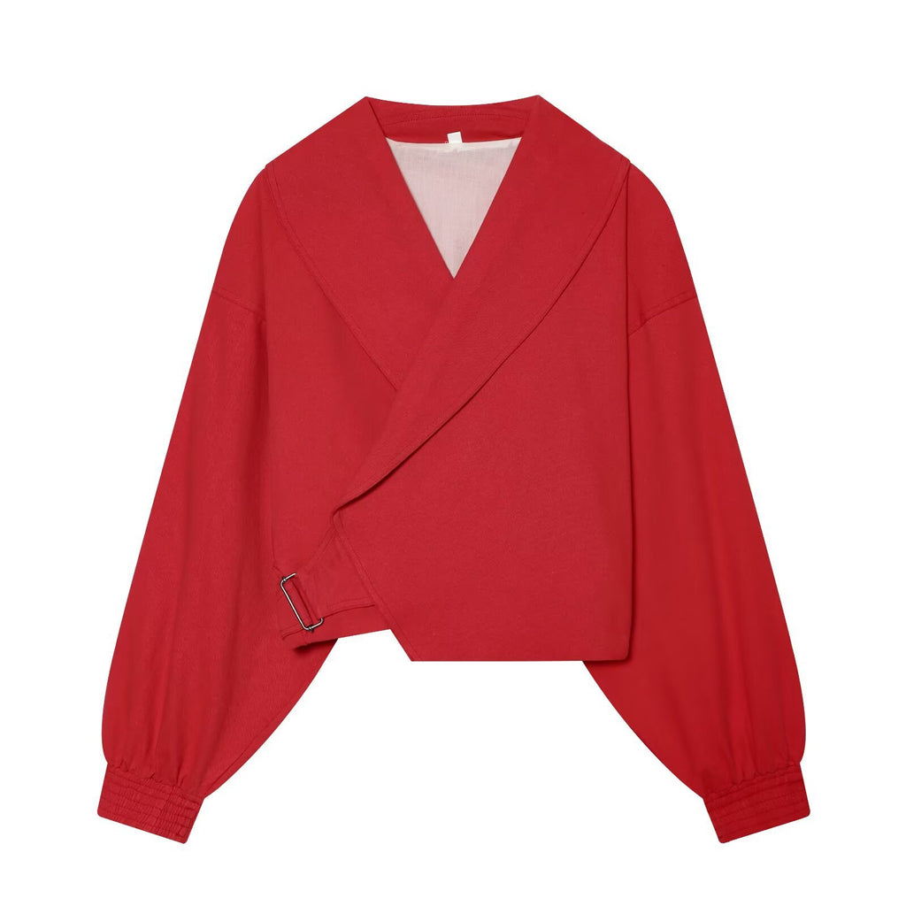 Flip collar casual commuting short jacket