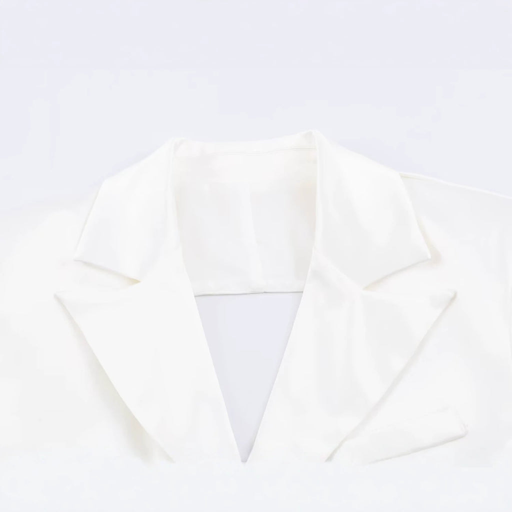 Silk textured backless short suit jacket for women