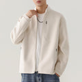 Men's Casual Solid Color Long Sleeve Stand Collar Zip-Up Loose Sweatshirt