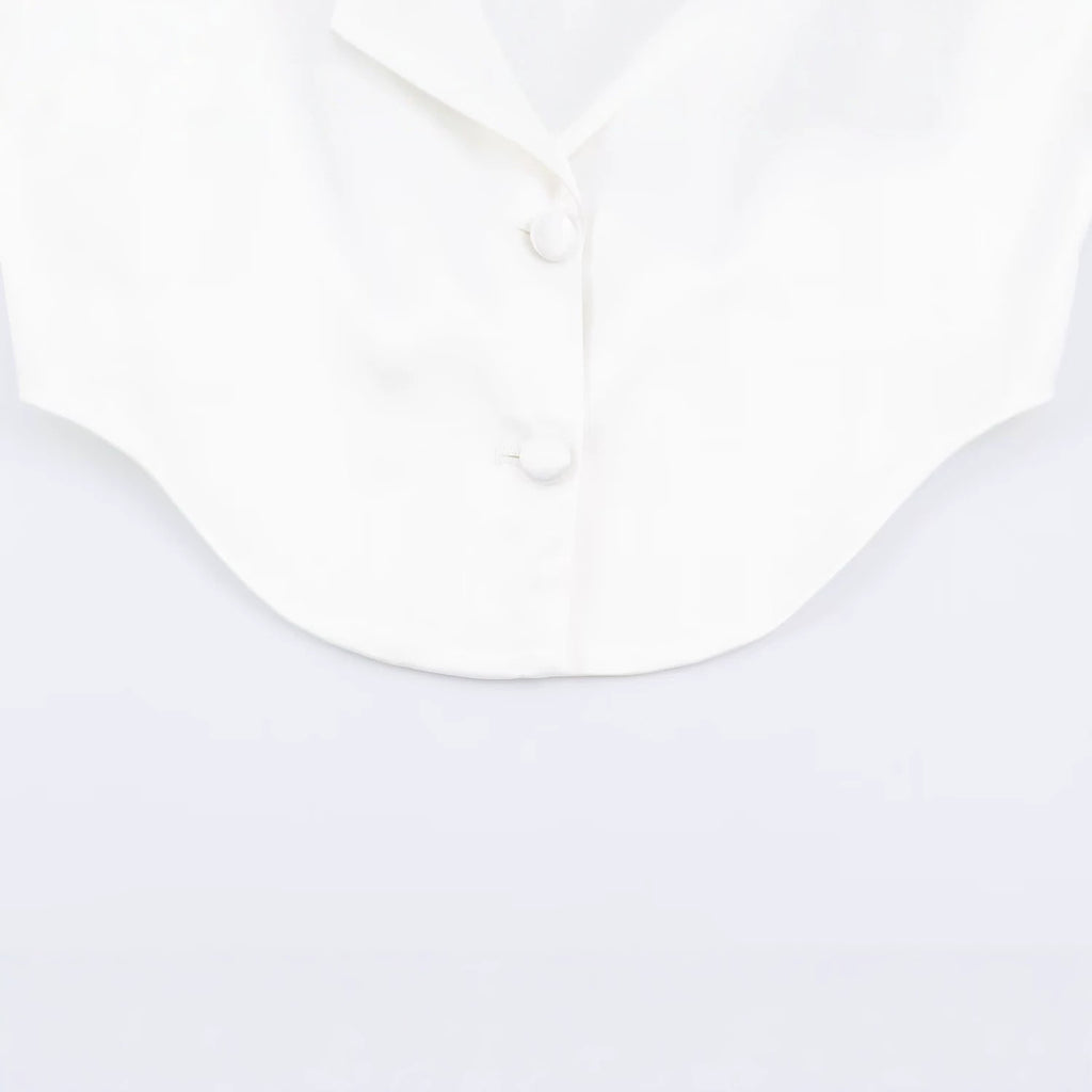 Silk textured backless short suit jacket for women