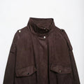 Suede textured large pocket decorative workwear jacket
