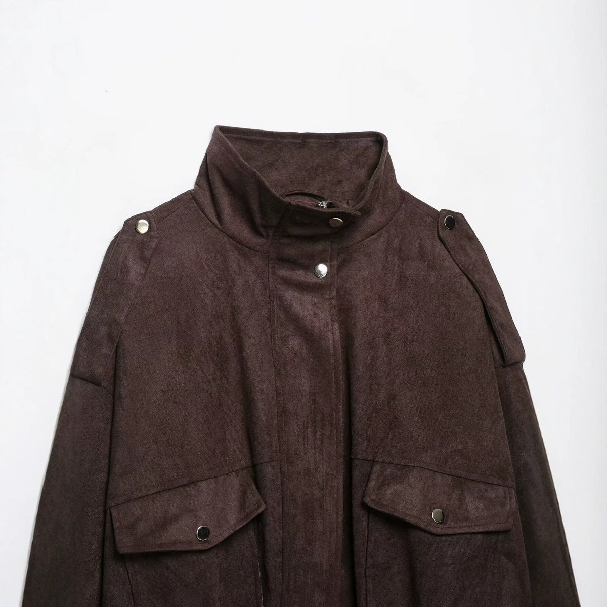 Suede textured large pocket decorative workwear jacket