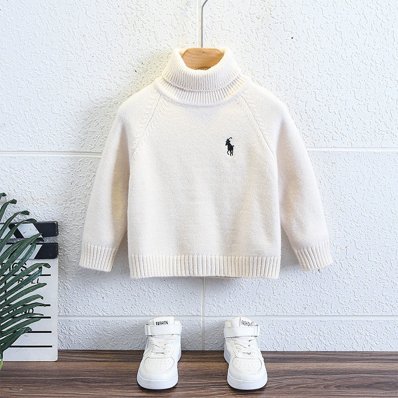 Boys' Turtleneck Sweater Autumn Winter Warm Fleece Lined Knitwear