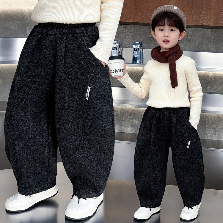 Boys Kids Casual Sport Pants Spring Autumn Long Black Trousers