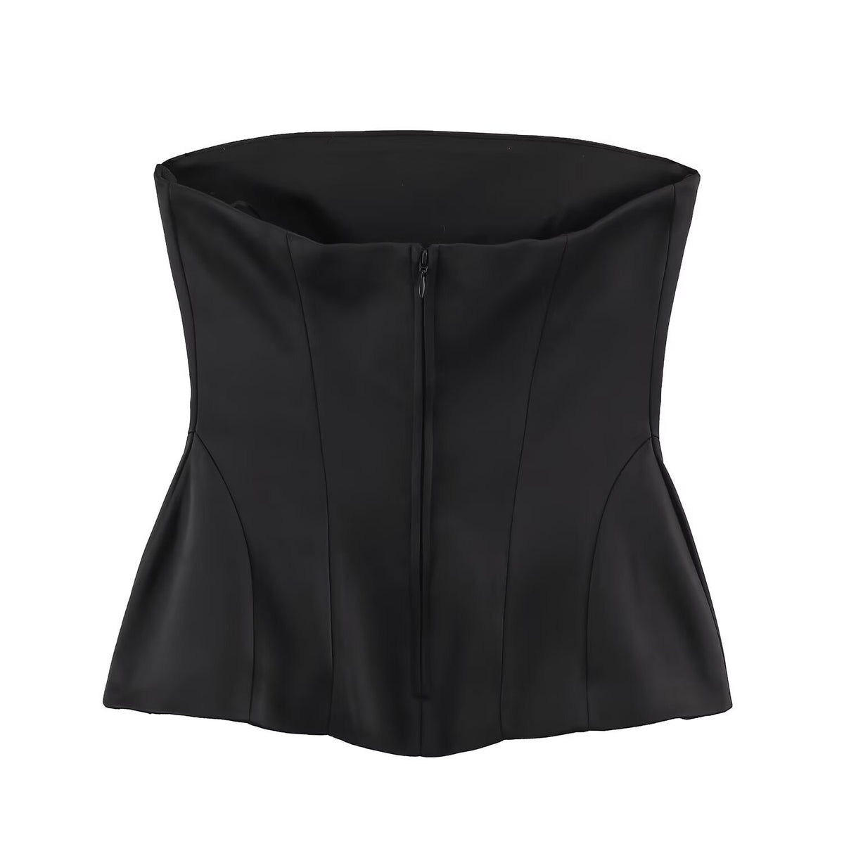 Satin texture short skirt hem strapless top for women