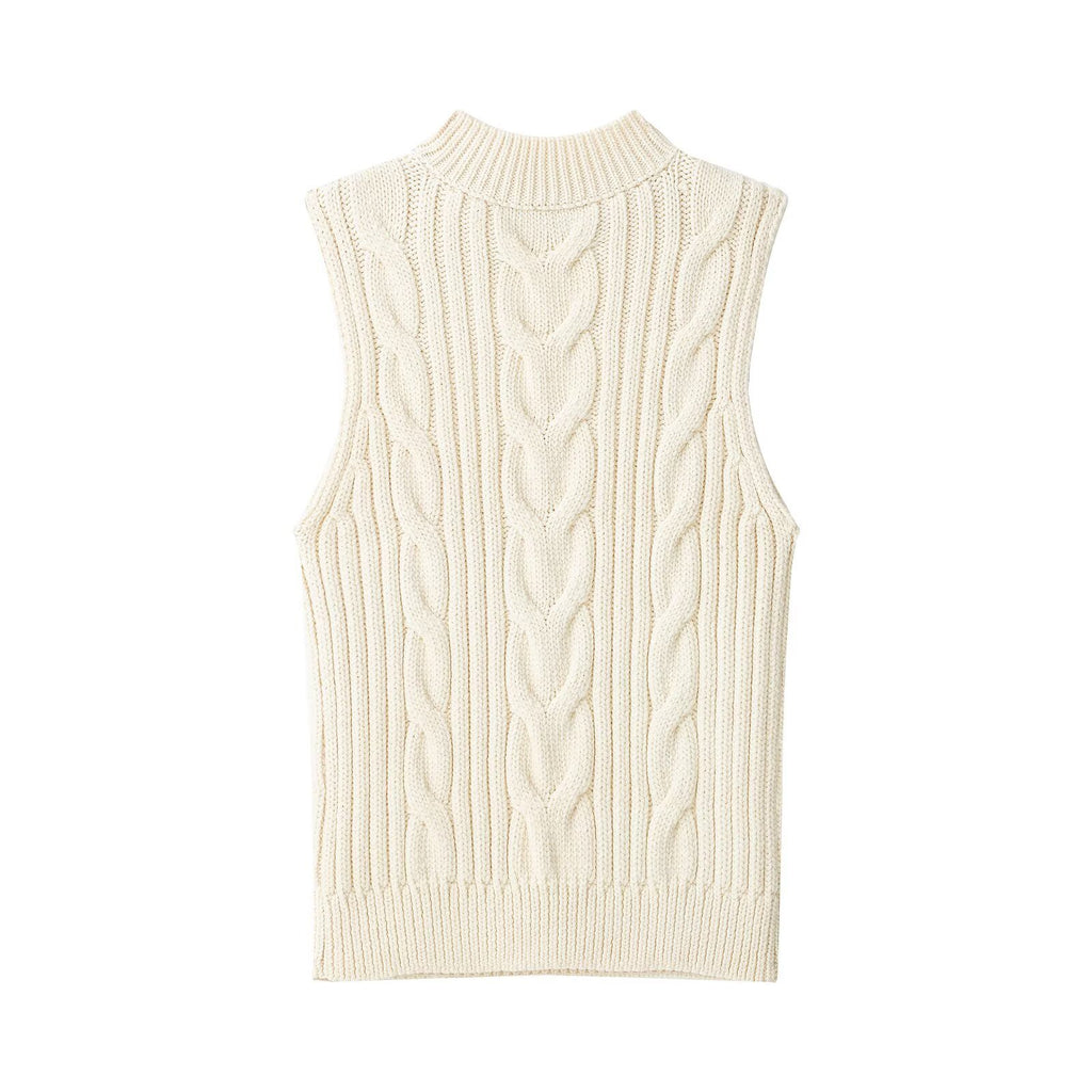 Casual slim fit hollow twisted rope knitted sweater top for women