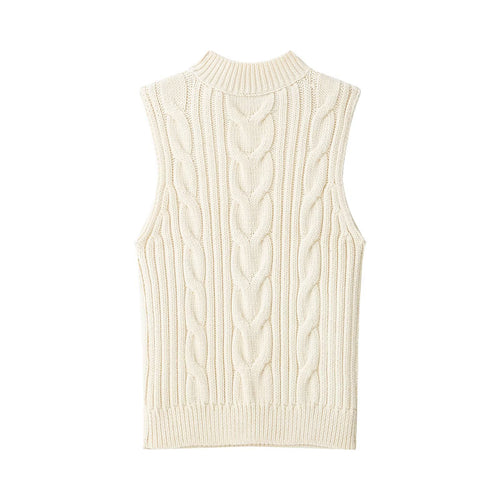 Casual slim fit hollow twisted rope knitted sweater top for women