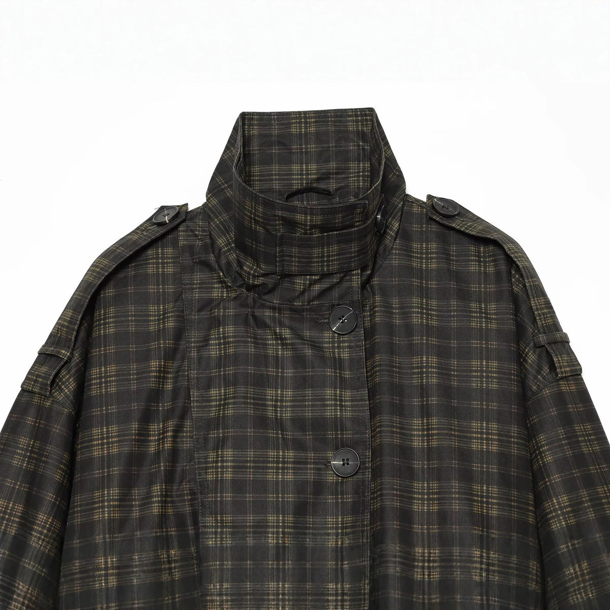 Women's long sleeved standing collar checkered pilot jacket